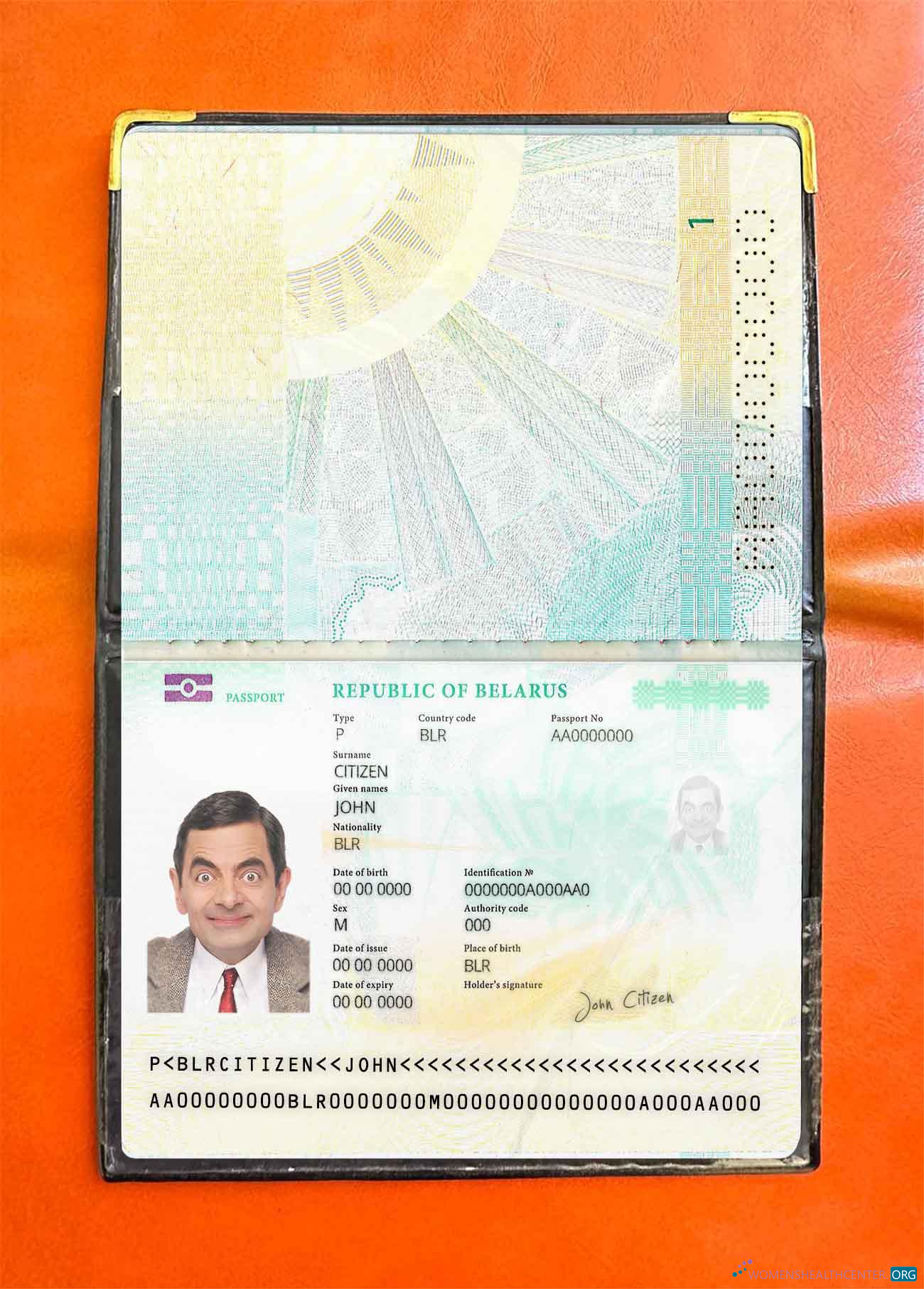 Download Belarus pass (2020 present) photo look Photoshop template